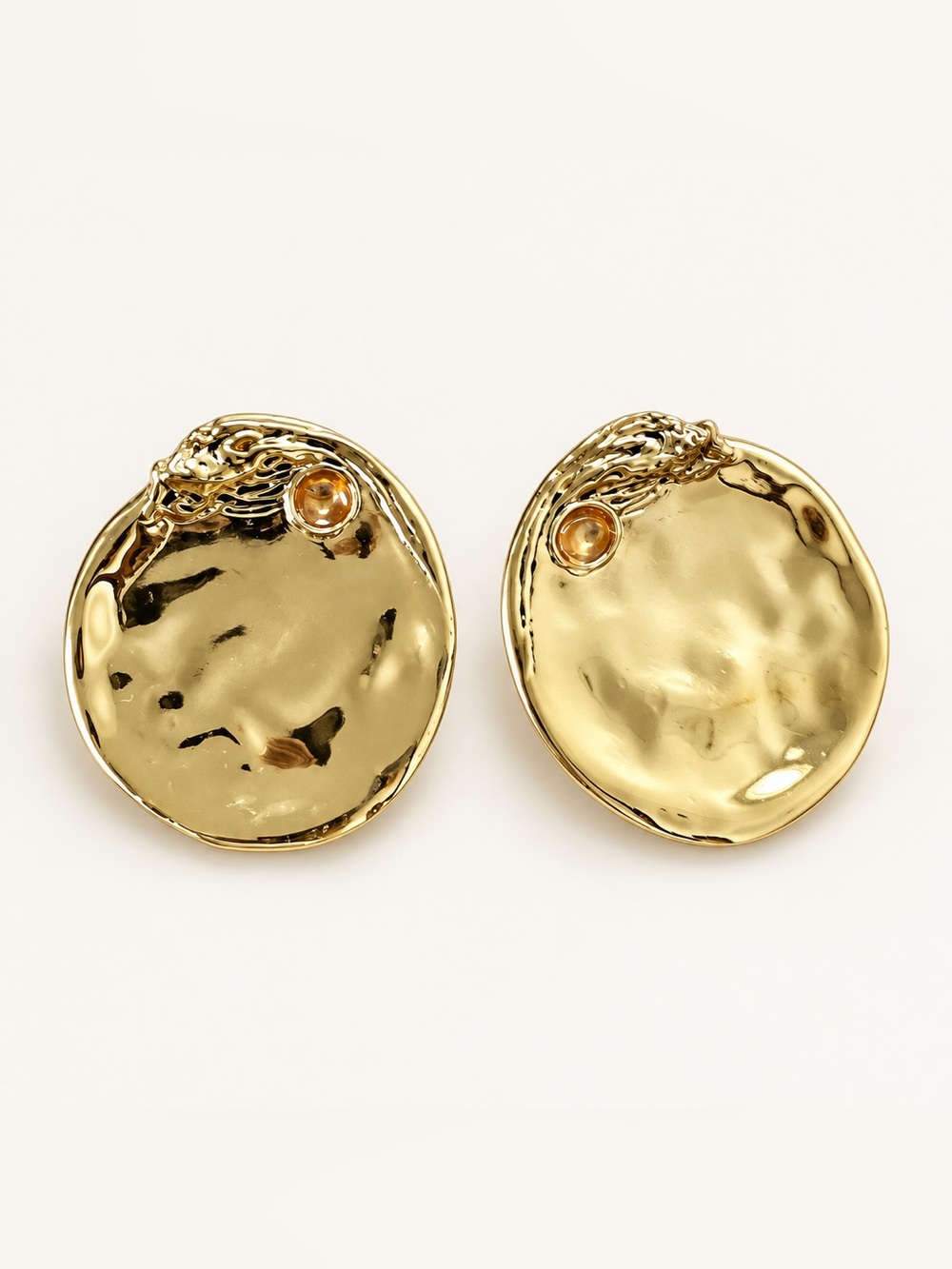 ZARA Gold Tone Irregular Round Statement Stud Earrings